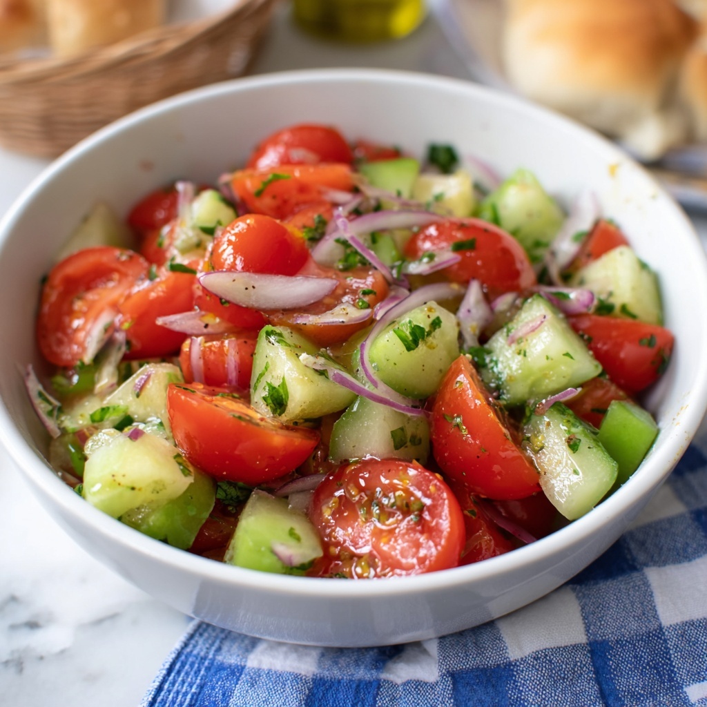 Marinated Cucumber Onion and Tomato Salad Recipe - Recipe Image