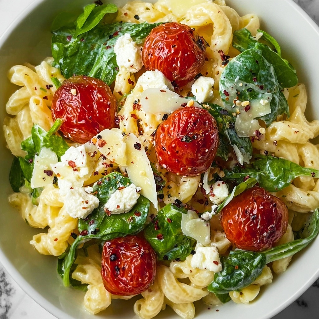 Vibrant Spinach Pasta Salad with Feta and Sweet Cranberries Recipe - Recipe Image