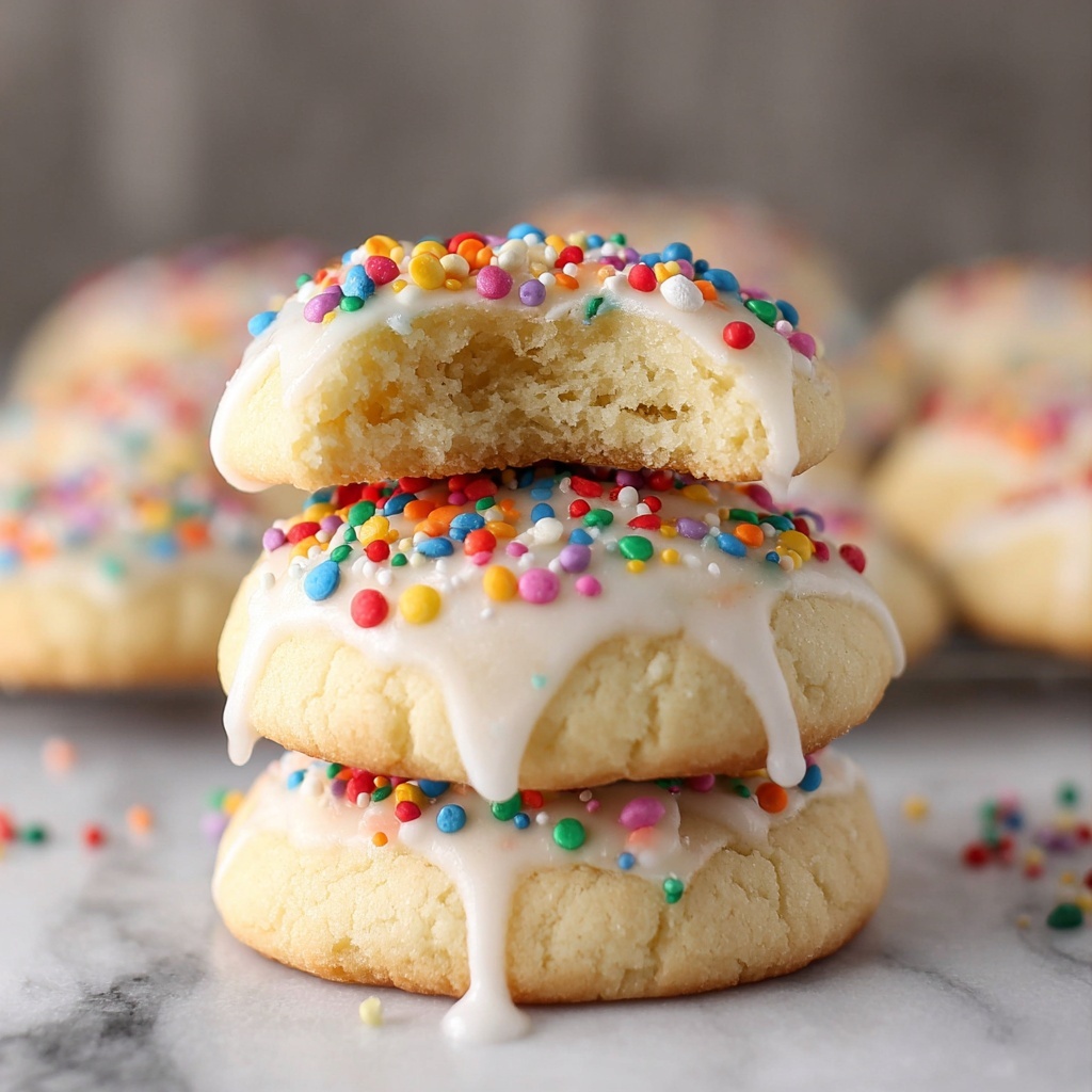 Italian Cookies with Almond Glaze and Rainbow Sprinkles Recipe - Recipe Image