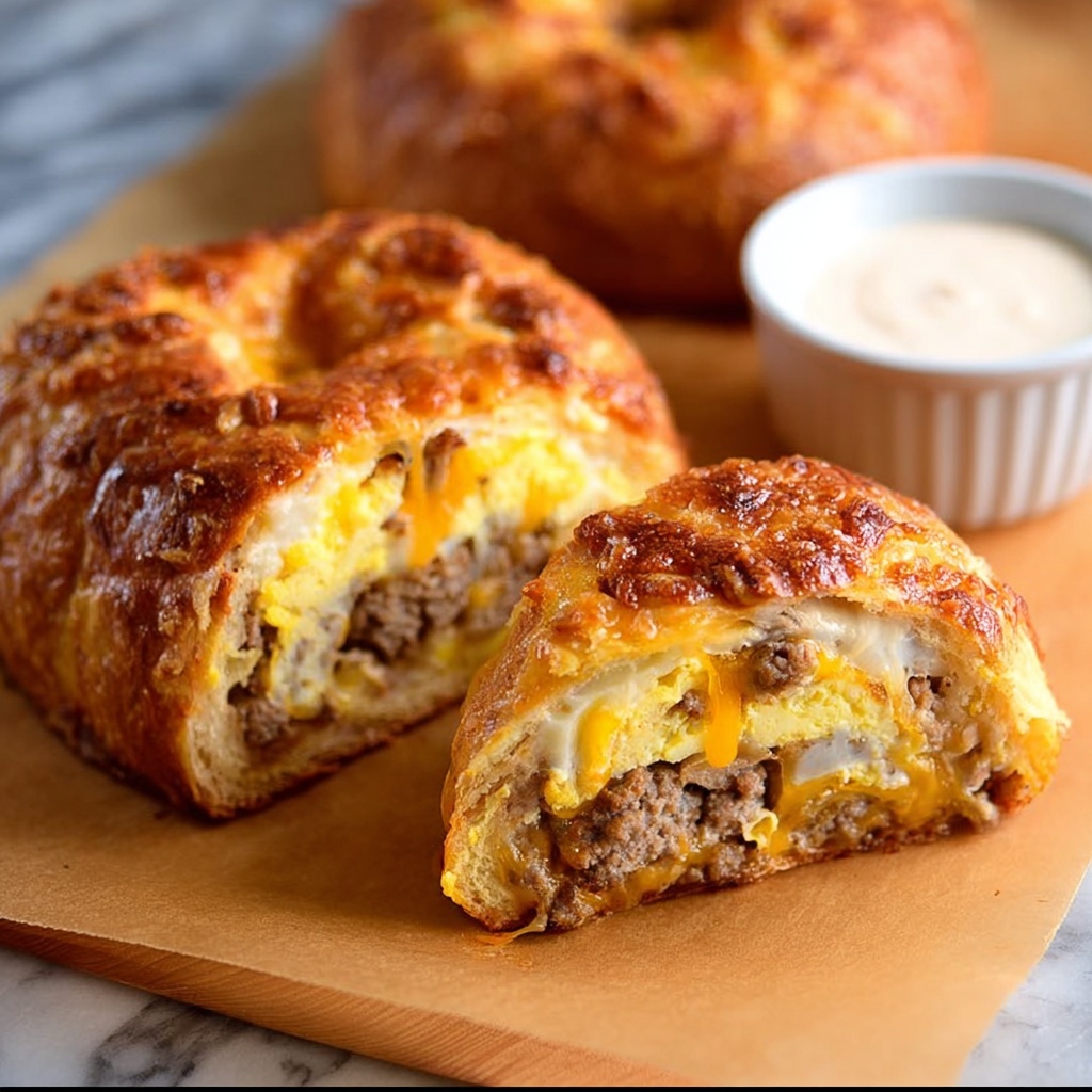 Breakfast Pork Sausage and Egg Stromboli Recipe - Recipe Image