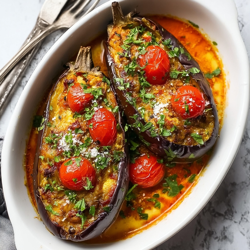 Savory Stuffed Eggplant: A Flavor-Packed Dinner Delight Recipe - Recipe Image