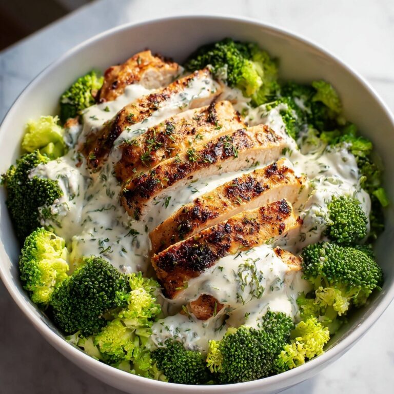 Grilled Chicken Broccoli Bowls with Creamy Garlic Sauce Recipe