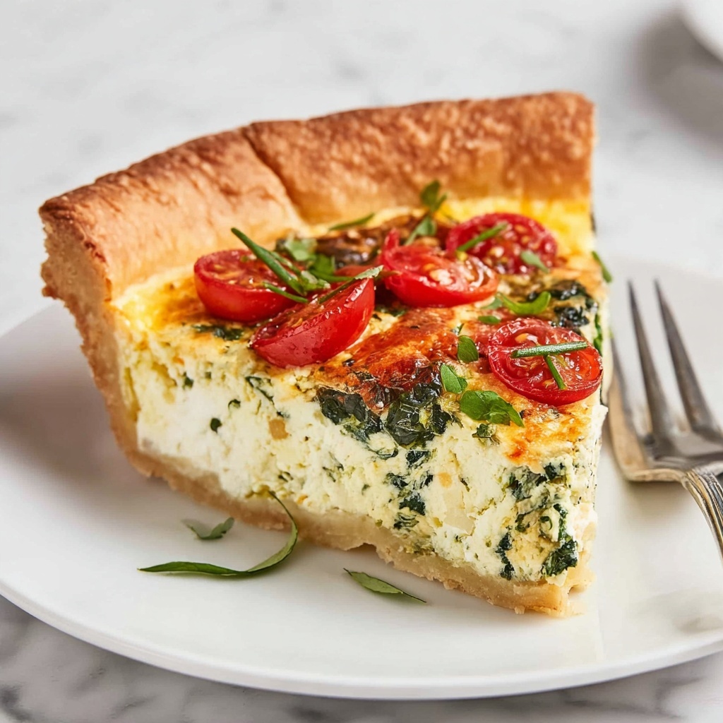 Easy Tomato Spinach Feta Quiche Recipe - Recipe Image