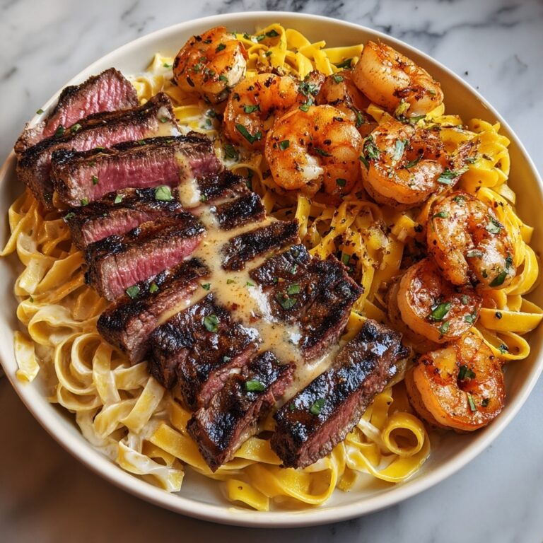 Blackened Steak and Shrimp Alfredo Recipe